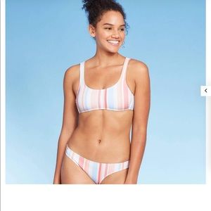 NWT Striped Bralette Bikini Top